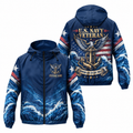Custom Name Navy Anchor Veteran Running Windbreaker Jacket