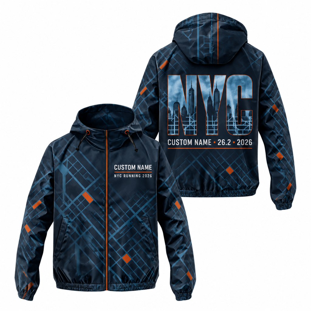 Custom Name Concrete Grid NYC Running Windbreaker Jacket