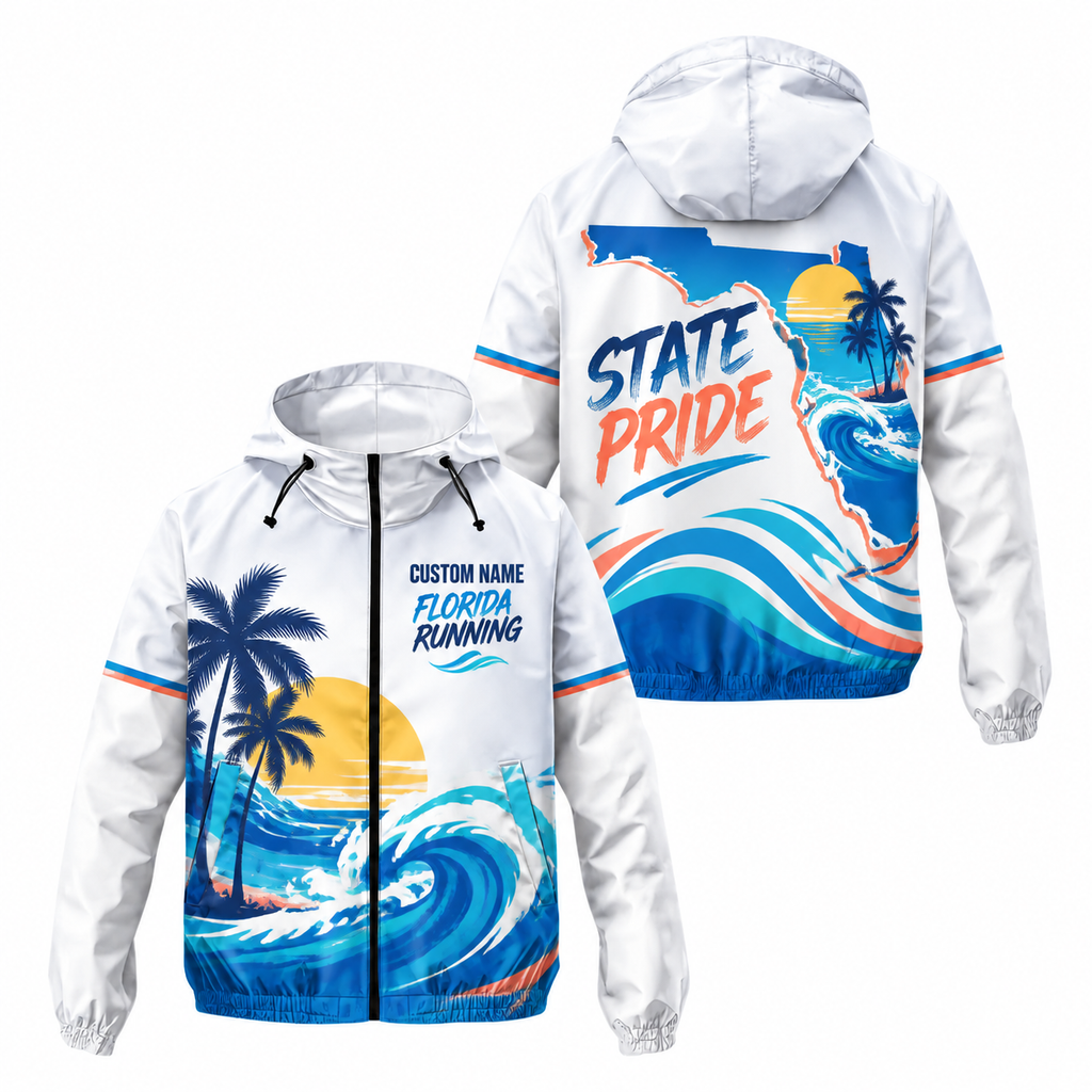 Custom Name Florida Coastal State Pride Florida Running Windbreaker Jacket