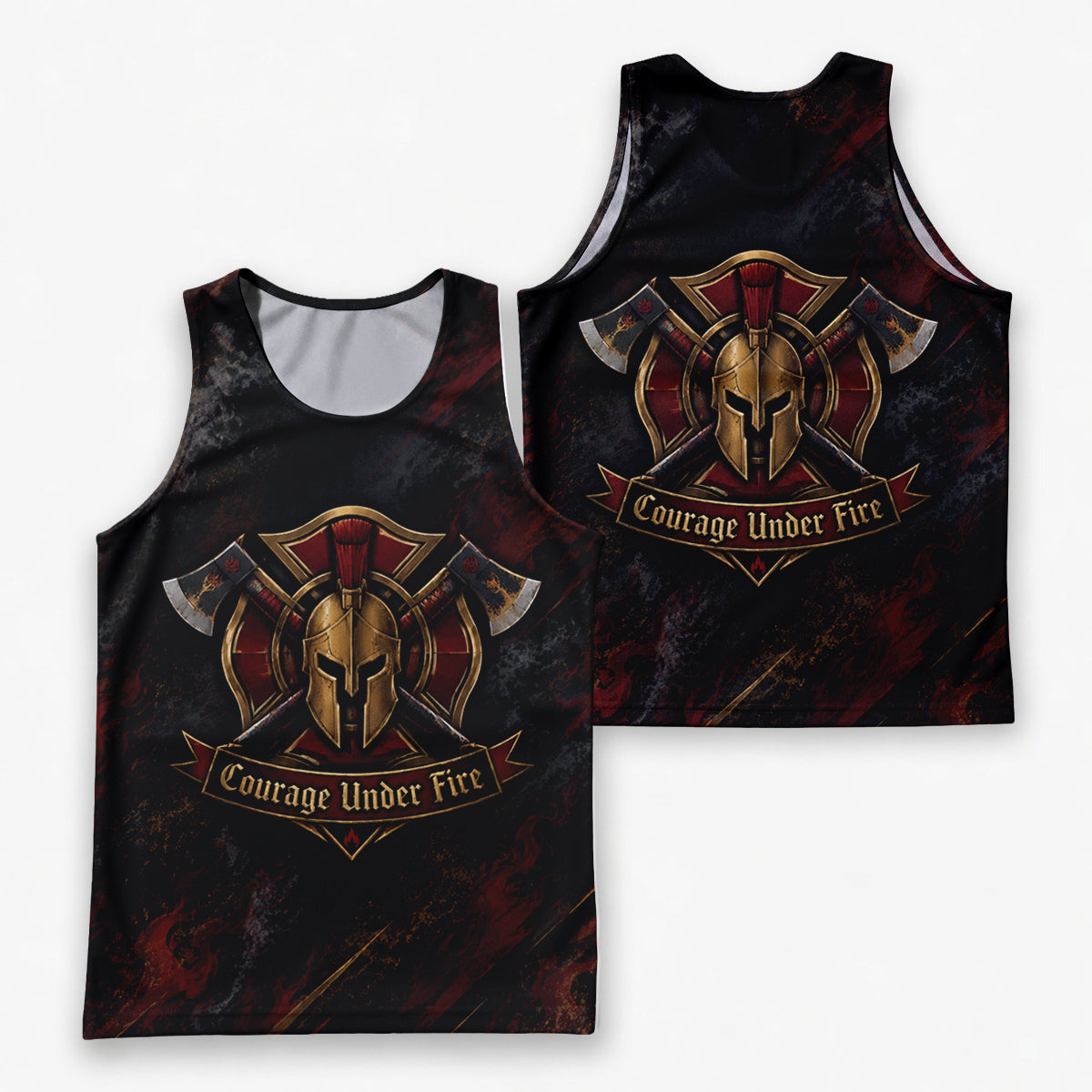 Men's Running Tank Top Firefighter Courage Under Fire Running Singlet V2