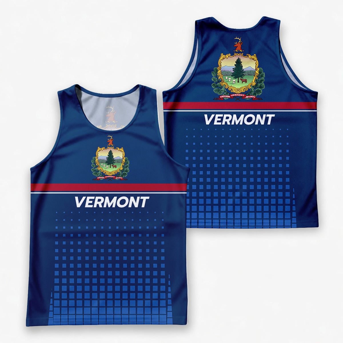 Patriotic Tech Running Tank Top - Vermont State Pride Running Singlet