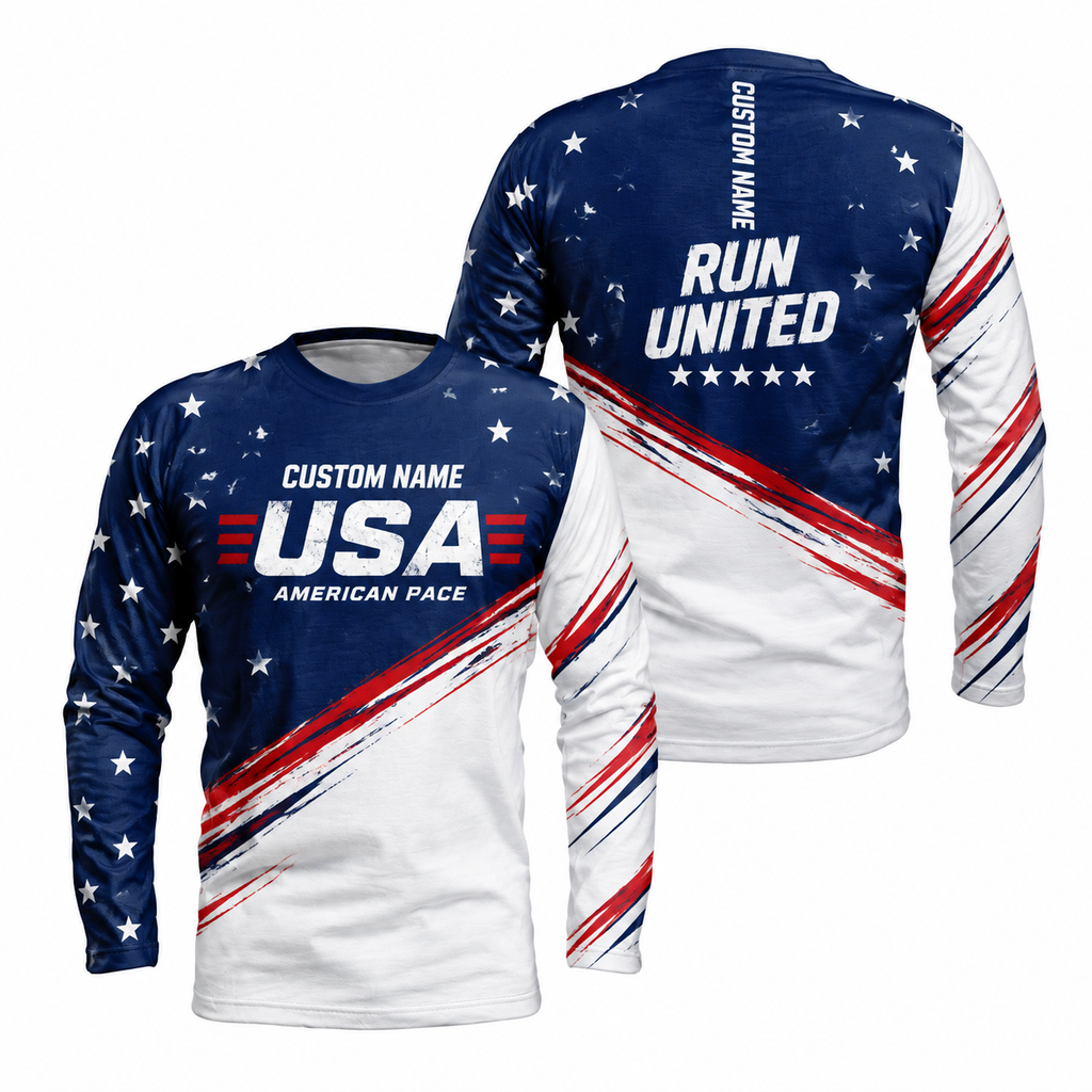 Custom Name American Pace Running Long Sleeve Shirt