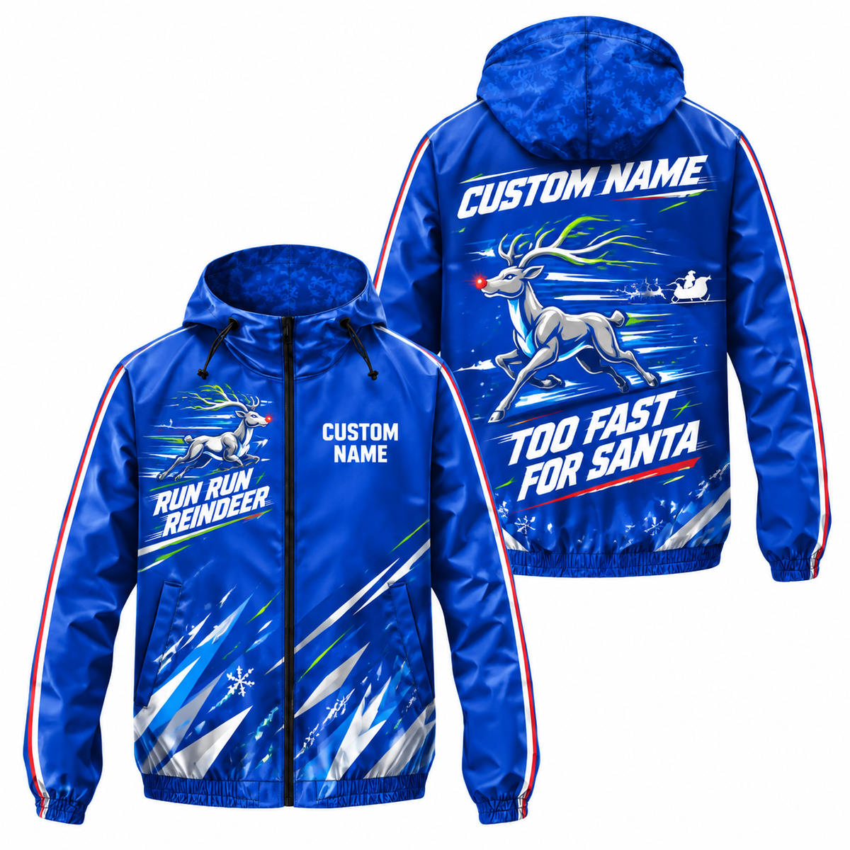 Custom Name Run Run Reindeer Running Windbreaker Jacket