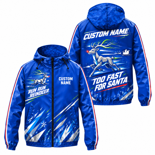 Custom Name Run Run Reindeer Running Windbreaker Jacket