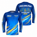 Custom Name Philly Electric Blue Gold Racing Running Long Sleeve Shirt