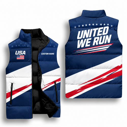 United We Run USA Sleeveless Running Puffer Jacket