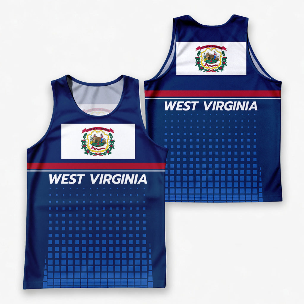Patriotic Tech Running Tank Top - West Virginia State Pride Running Singlet