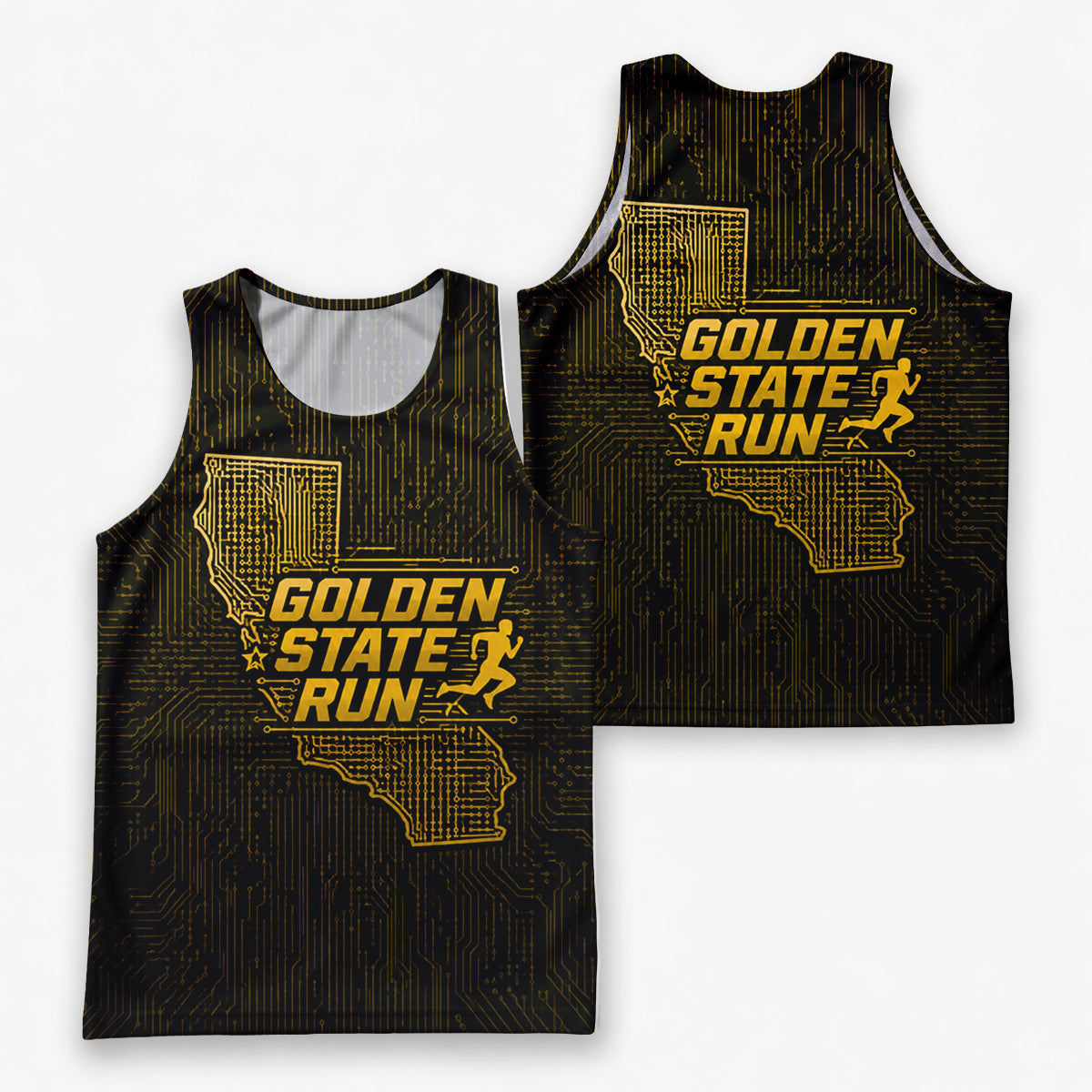 Golden State Map California State Running Tank Top