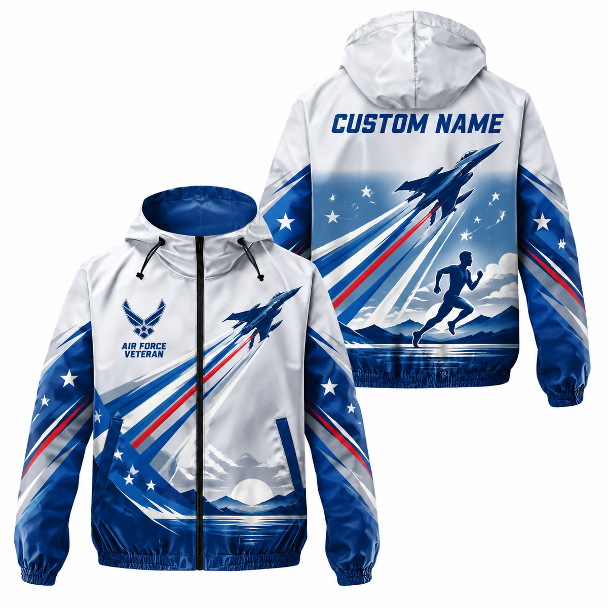 Custom Name Air Force Fly Run Honor Running Windbreaker Jacket