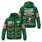 Custom Name Sleigh the Season Santa Hustle Galveston Running Windbreaker Jacket