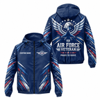 Custom Name Air Force Wings Veteran Running Windbreaker Jacket