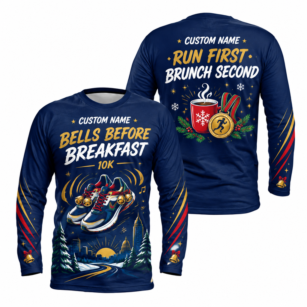 Custom Name Bells Before Breakfast Running Long Sleeve Shirt
