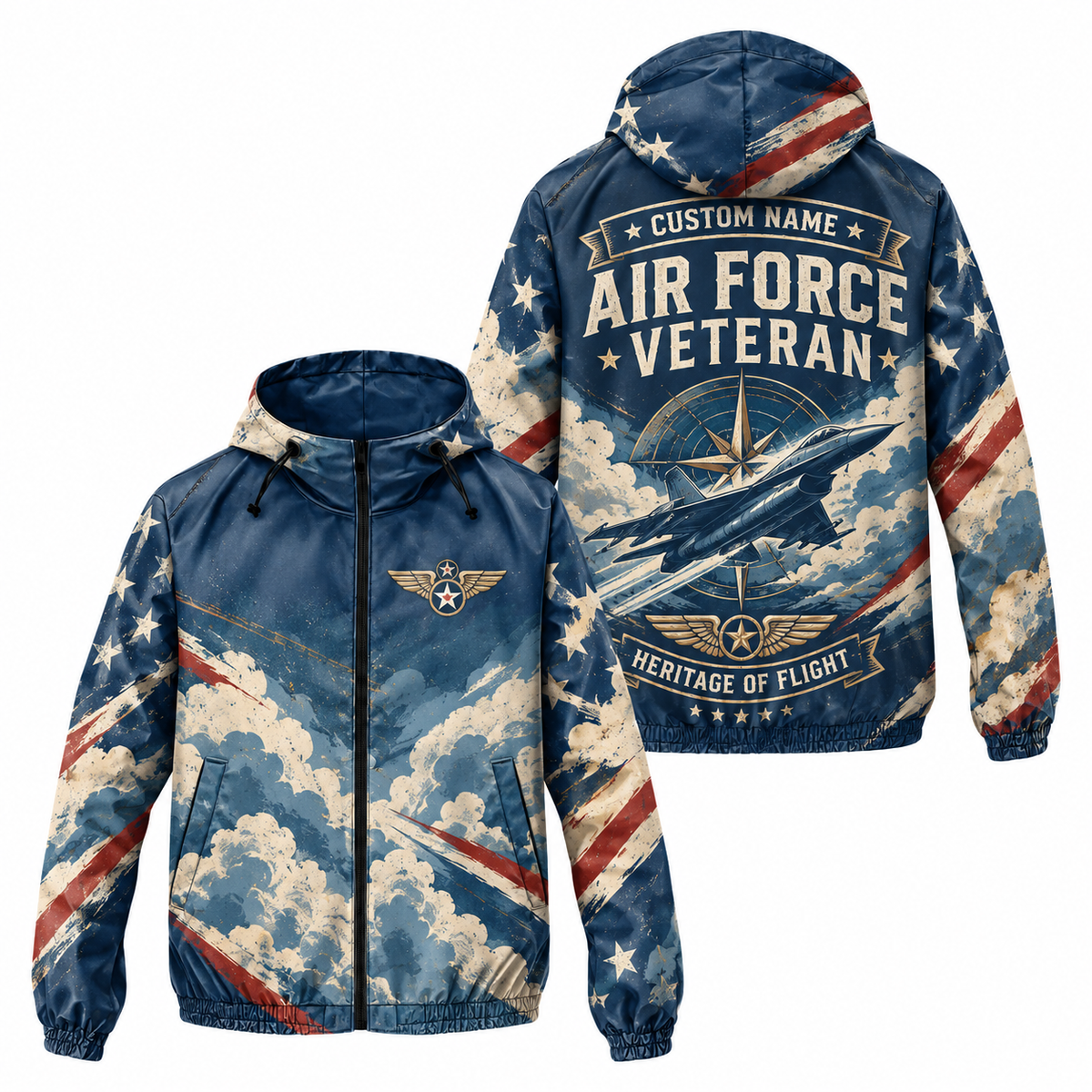 Custom Name Air Force Heritage Flight Running Windbreaker Jacket
