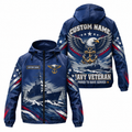 Custom Name Navy Sea Eagle Veteran Running Windbreaker Jacket
