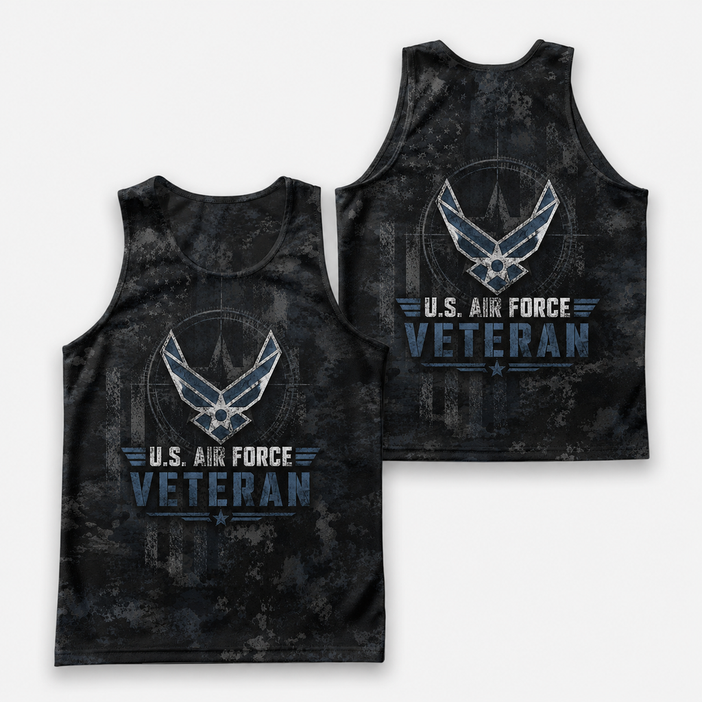 Veteran Running Tank Top - US Air Force Veteran V9 Tech Singlet