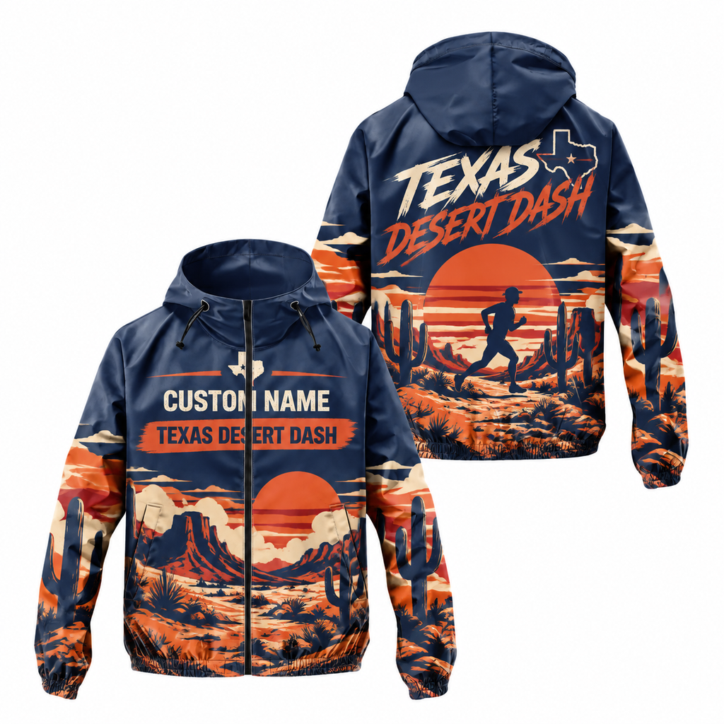 Custom Name Texas Desert Dash Running Windbreaker Jacket
