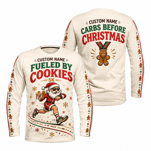 Custom Name Fueled by Cookies Running Long Sleeve Shirt
