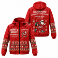 Custom Name Merry & Bright Santa Hustle Galveston Running Windbreaker Jacket