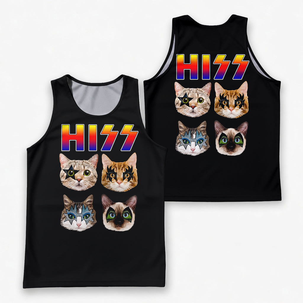 Cat Running Tank Top Hiss Rock Cats Running Singlet for Men and Women