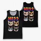 Cat Running Tank Top Hiss Rock Cats Running Singlet for Men and Women