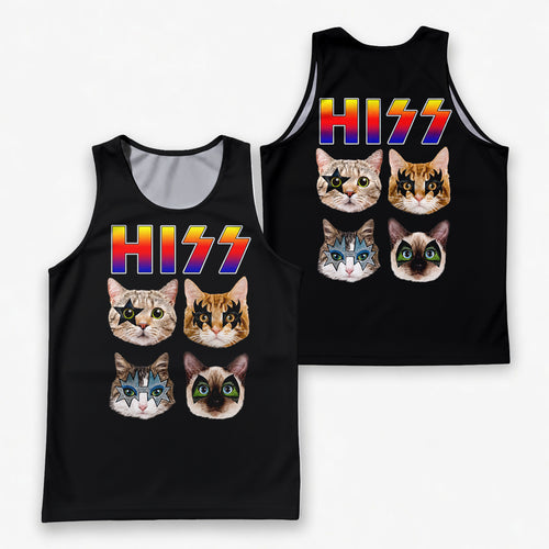 Cat Running Tank Top Hiss Rock Cats Running Singlet for Men and Women