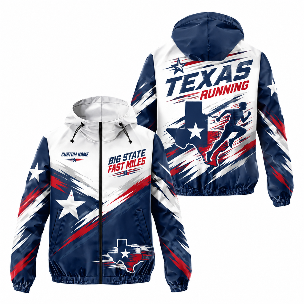 Custom Name Big State Fast Miles Running Windbreaker Jacket
