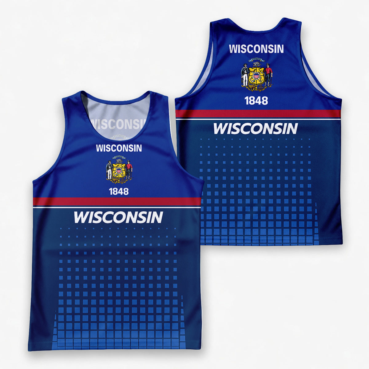 Patriotic Tech Running Tank Top - Wisconsin State Pride Running Singlet