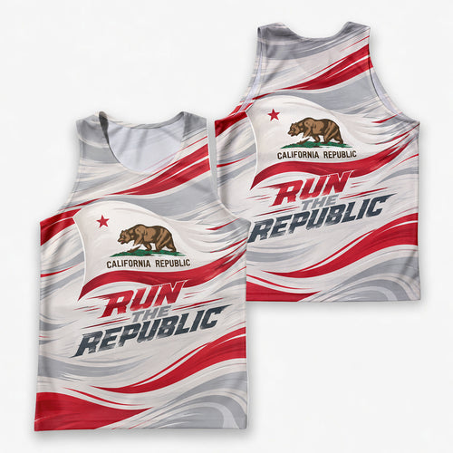 Dynamic Wave Flag California State Running Tank Top