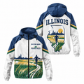 Custom Name Prairie Miles Illinois Illinois Running Windbreaker Jacket