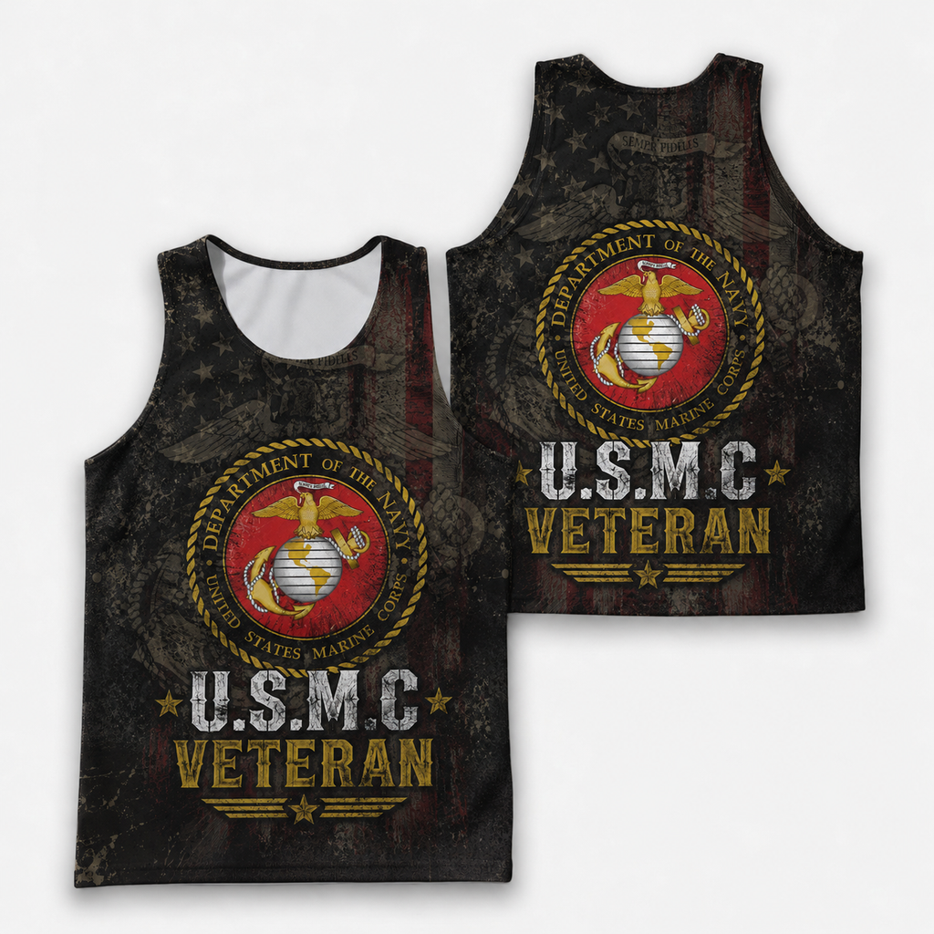 Veteran Running Tank Top - US Marine Corps Veteran V4 Tech Singlet