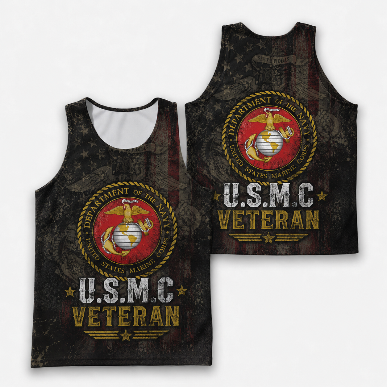 Veteran Running Tank Top - US Marine Corps Veteran V4 Tech Singlet
