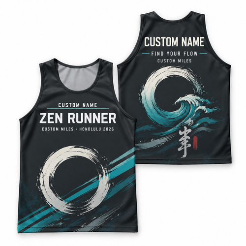 Custom Name Miles Zen Wave Endurance Running Tank Top