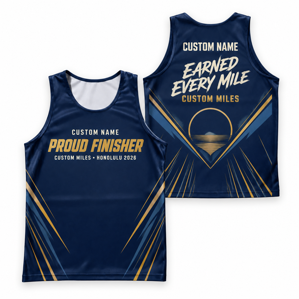 Custom Name Miles Honolulu Gold Finisher Running Tank Top