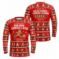 Custom Name Miles Run Now, Cookies Later Santa Hustle Galveston Running Long Sleeve Shirt