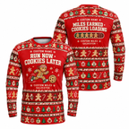 Custom Name Miles Run Now, Cookies Later Santa Hustle Galveston Running Long Sleeve Shirt