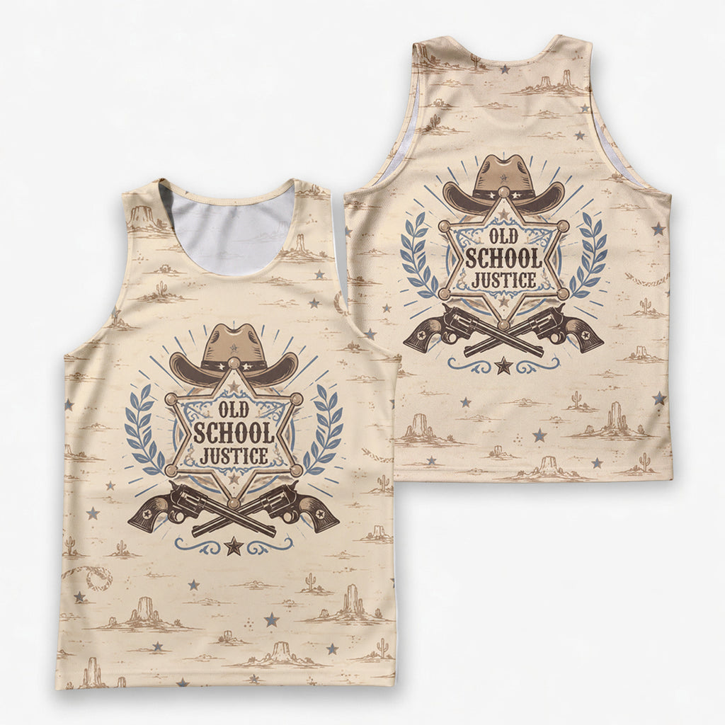 Men's Running Tank Top Police Old School Justice Running Singlet
