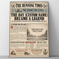 Personalized Vintage Newspaper Marathon Runner Poster