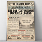 Personalized Vintage Newspaper Marathon Runner Poster