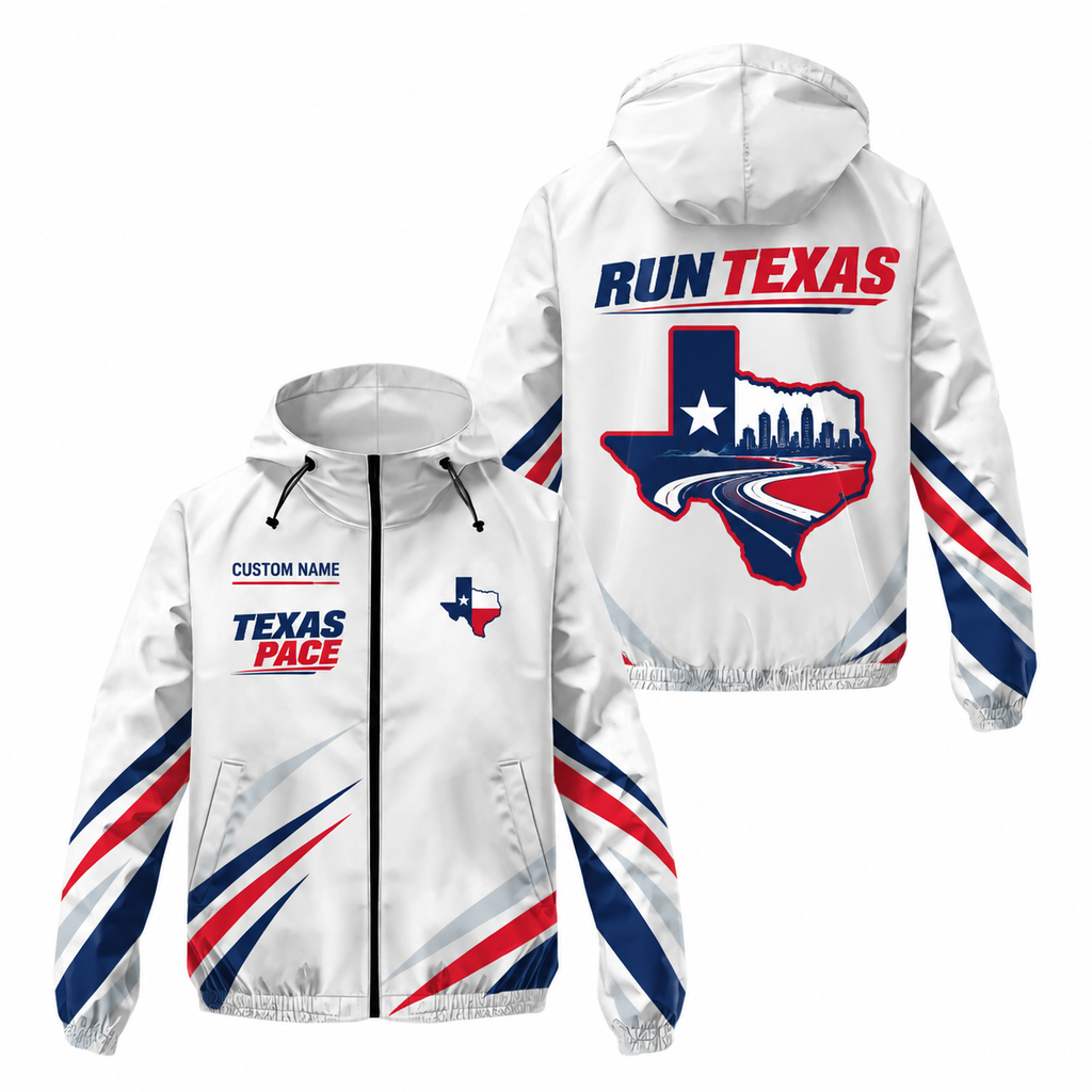 Custom Name Texas State Outline Pace Running Windbreaker Jacket