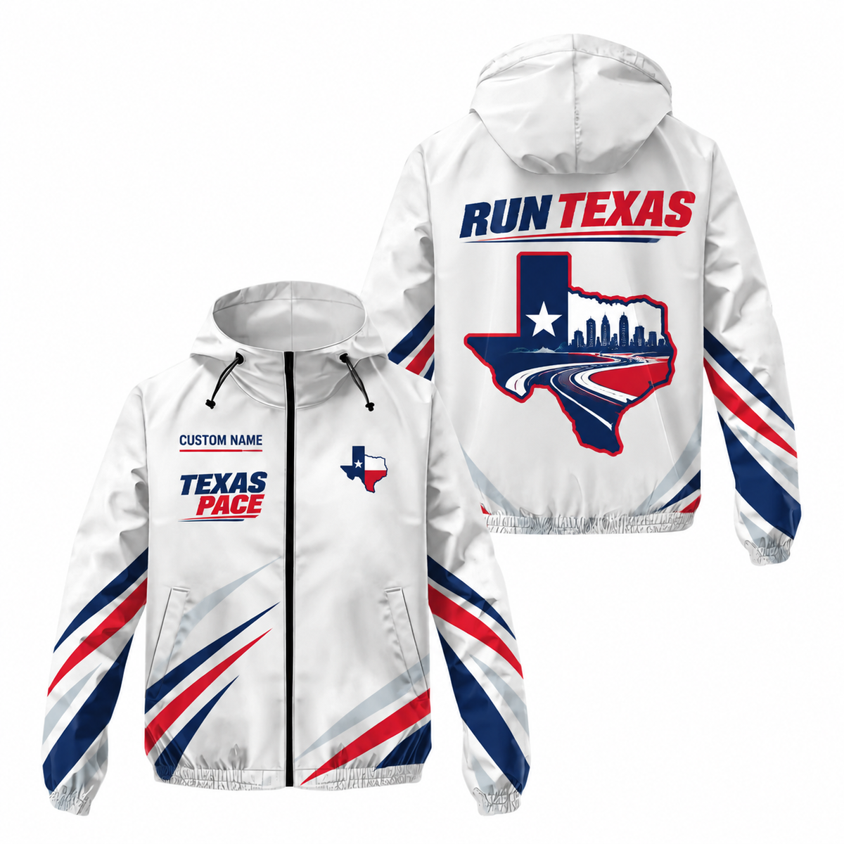 Custom Name Texas State Outline Pace Running Windbreaker Jacket