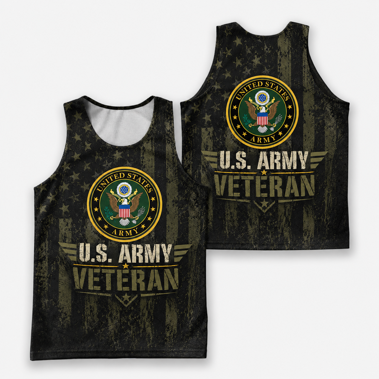 Veteran Running Tank Top - US Army Veteran V10 Tech Singlet