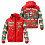 Custom Name Christmas Chaos Santa Hustle Galveston Running Windbreaker Jacket