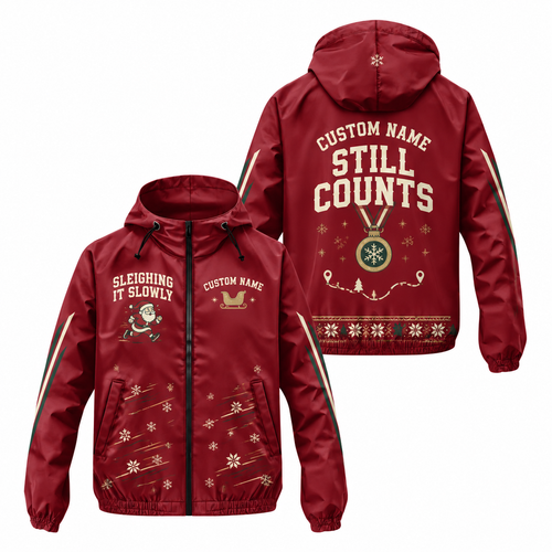 Custom Name Sleighing It Slowly Running Windbreaker Jacket