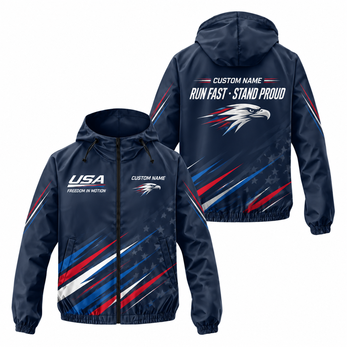 Custom Name Freedom Motion Jacket Running Windbreaker Jacket