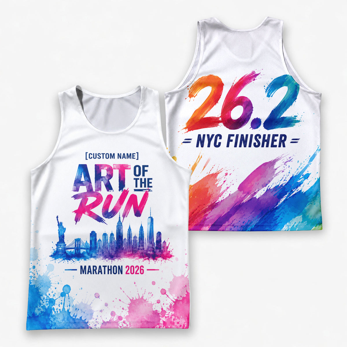 Watercolor Skyline The NYC Race Day Running Tank Top