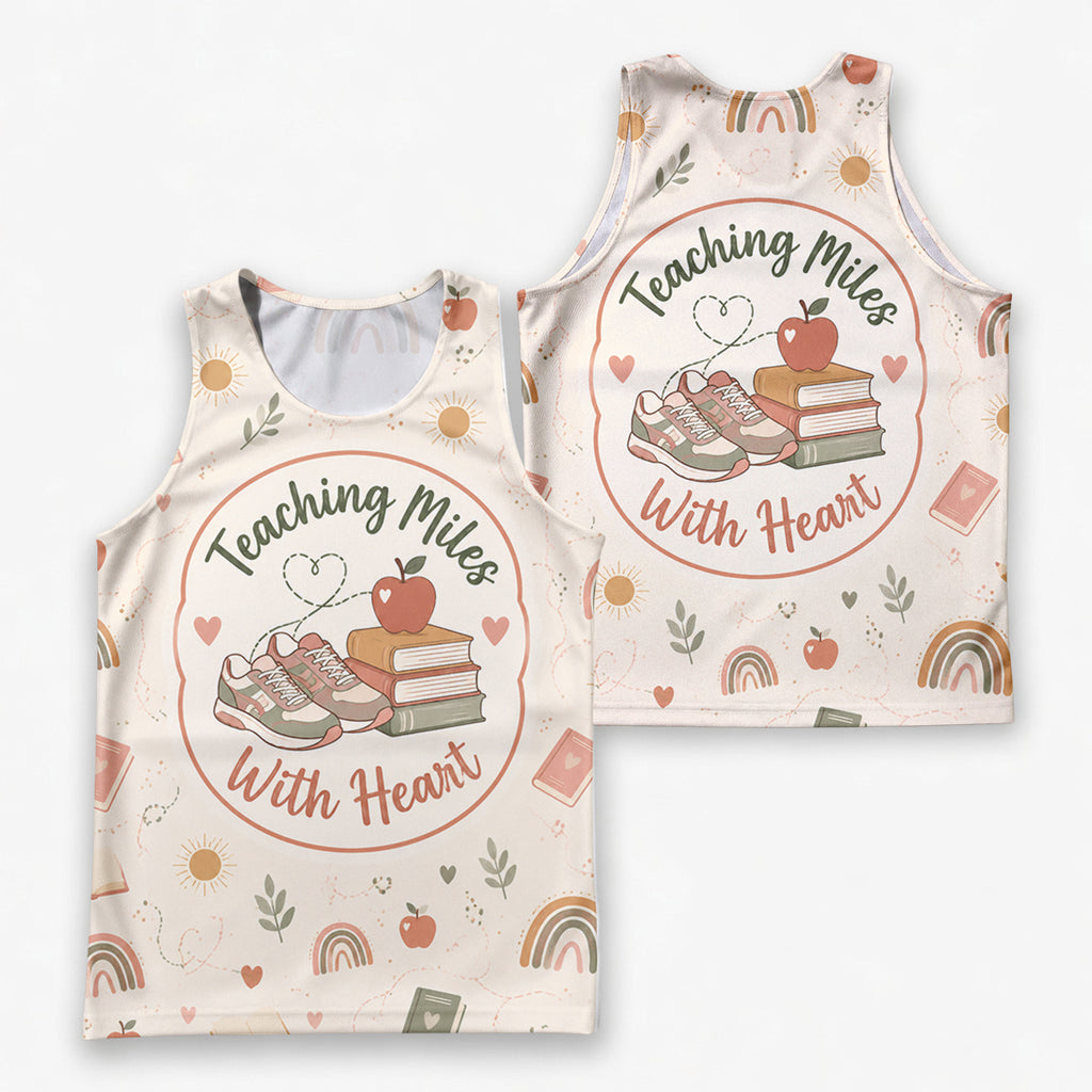 Teacher Running Tank Top Teaching Miles With Heart Tech Running Singlet