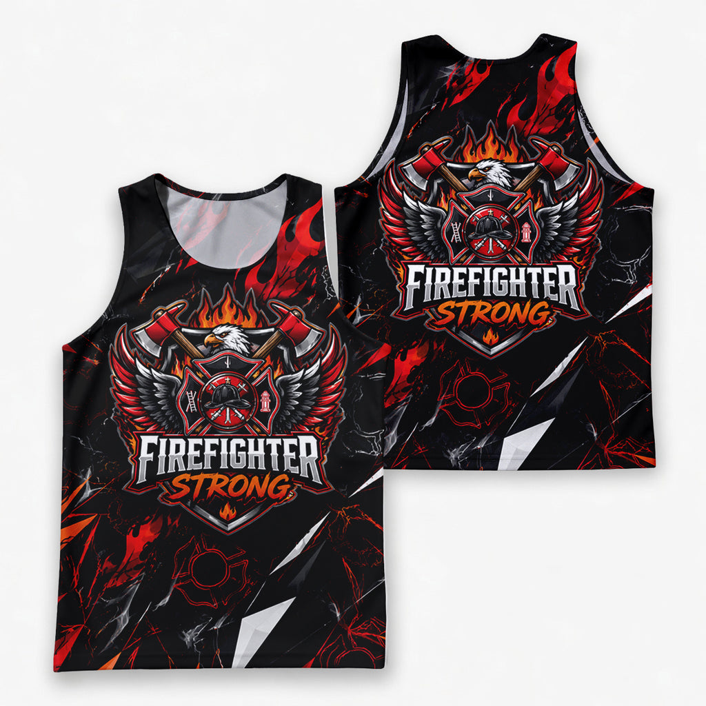 Men's Running Tank Top Firefighter Strong Eagle Running Singlet