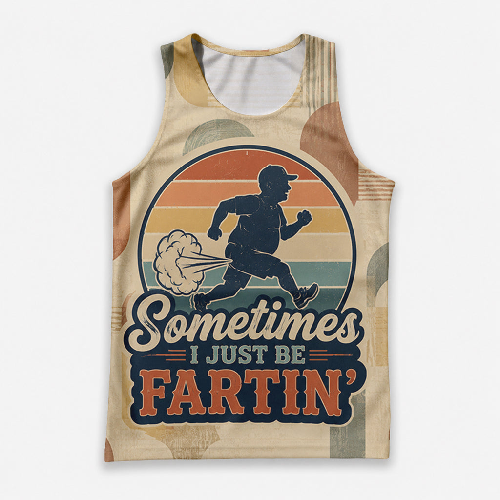 Funny Dad Running Tank Top I Just Be Fartin' Tech Singlet