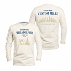 Custom Name Philadelphia Ivory Gold Miles Running Long Sleeve Shirt