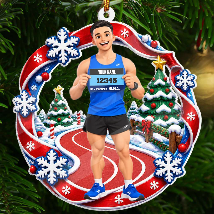 Personalized Marathon Runner Christmas Ornament